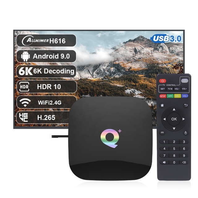 Q Plus Android 10 Smart TV Box H6 Quad Core 4GB RAM 32GB/64GB 1080p 4K USB3.0 Smart Media Set Top Box