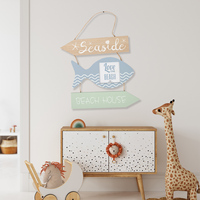 Océan Décoration Murale Été Plage En Bois Suspendu Signe Mer Créature Thème Plaque Signe pour La Maison Chambre Salle De Classe Porte Décorations