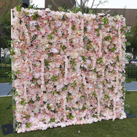 8x8 Fuß Stoffbasis Hellrosa Rosenblütenwand Hintergrund 3D Roll-up Hochdichte Künstliche Blumenwand mit Hängenden Ranken