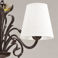 Lustre vintage en fer forgé avec abat-jour en tissu, lampe suspendue rustique décorative pour villa, restaurant, salon