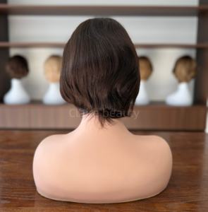 <span class=keywords><strong>Perruque</strong></span> médicale en cheveux naturels non traités, entièrement nouée à la main, avec dessus en soie doux et lisse et devant en dentelle - Product Image 6