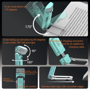 Custom ODM/OEM Portable Foldable LED <b>Book</b> Light Adjustable Brightness Rechargeable USB Read Light for School Students - Product Image 4