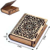 Cassette décorative en bois découpée au Laser et faite à la main, bibliothèque sculptée, boîte en bois sculptée