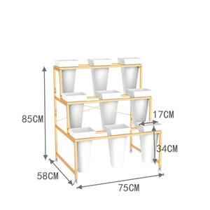 Présentoir à fleurs en fer multicouche avec roues mobiles Revêtement en poudre Style jardin Utilisation en magasin - Product Image 3