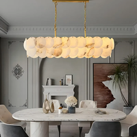 Lustre en pierre d'onyx naturelle, disque rond, chaîne dorée, pour hôtel, restaurant, boutique, salle de réunion, salle à manger