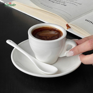 ชุดแก้วกาแฟเอสเพรสโซเซรามิกพร้อมจานรองและช้อน รับทำโลโก้ตามสั่ง สำหรับร้านกาแฟ ร้านอาหาร ขายส่ง - Product Image 2