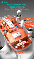Souris sans fil COTECI transparente, fine, tri-mode, lumière RVB orange, compacte, rechargeable, ergonomique, silencieuse, souris USB