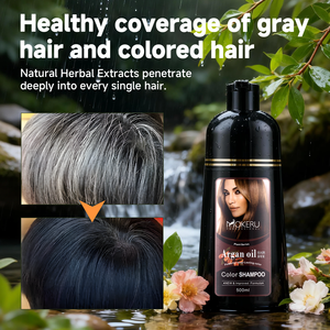 MOKERU Shampooing Colorant Semi-Permanent à l'Huile d'Argan, Teinture Naturelle, Traitement Lissant aux Herbes, 500ml – Offre Spéciale - Product Image 5