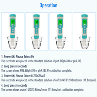 Testeur de Qualité de l'Eau Multifonctionnel Numérique Portable 7 en 1 pH ORP Salinité TDS/EC/TEMP pour Piscine / Aquarium