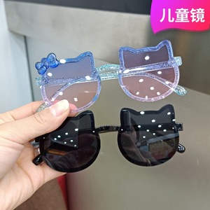 Lunettes de soleil œil de chat pour enfants, protection UV400, style dessin animé, protection solaire pour enfants et filles, à la mode avec nœud papillon - Product Image 4