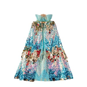 Cape longue scintillante sirène pour filles 2026 – Écharpe de princesse à paillettes pour Halloween, Noël, anniversaire et spectacles sur scène - Product Image 4