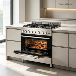 Cuisinière combinée encastrable 6 brûleurs à gaz en acier inoxydable durable avec <span class=keywords><strong>four</strong></span> pour cuisines modernes, usage domestique <span class=keywords><strong>et</strong></span> restaurant - Product Image 1