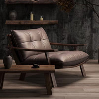 Fauteuil simple vintage en bois massif pour salon, style moderne et épuré, avec revêtement en peluche 3A, style Wabi-Sabi, décontracté et rétro, pieds en bois de frêne, pour la maison
