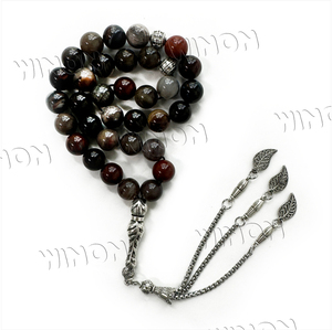 Pietra di legno naturale un grado, di alta qualità Tasbih Muslim perle di preghiera 100% vera pietra naturale <span class=keywords><strong>rosario</strong></span> Misbaha regalo gioielli islam - Product Image 2