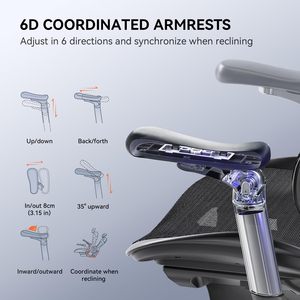 <span class=keywords><strong>Chaise</strong></span> <span class=keywords><strong>de</strong></span> <span class=keywords><strong>bureau</strong></span> ergonomique à dossier inclinable réglable en hauteur avec design <span class=keywords><strong>de</strong></span> <span class=keywords><strong>protection</strong></span> <span class=keywords><strong>de</strong></span> la colonne vertébrale et posture saine - Product Image 6