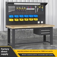 1.2-2.1m simple établi en bois de hêtre massif tiroir robuste entretien de l'atelier table de travail robuste armoires à outils