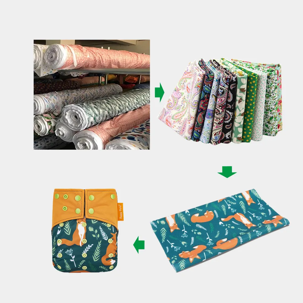 Wholesale Reusable Breathable Soft Flower Printed Digital Polyester PUL Waterproof Polyester Safari Animals Fabric