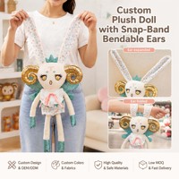 Peluche personnalisée Mouton à cornes dorées avec bracelet slap et oreilles pliables, Vente en gros d'usine, Commandes en gros B2B, OEM