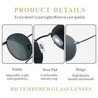 Lunettes de soleil rondes rétro en acier haut de gamme pour hommes et femmes Lunettes de soleil à monture dorée et grise