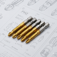 5 embouts de tournevis cruciformes PH2 de 50 mm, outils à main électriques, tige hexagonale de 1/4 po, magnétiques, revêtement titane, qualité DIY