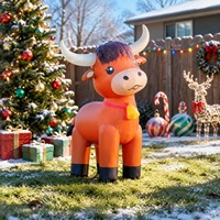 Vache gonflable pour décorations de Noël sur le thème de la ferme, adorable vache Highland pour jardins extérieurs et décorations de fête à LED