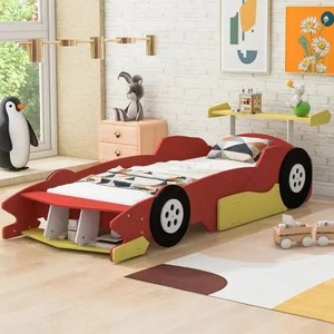 Lit de jour moderne en forme de voiture de course en bois, écologique, avec rangement et roulettes, lit pour enfants, garçon, pour enfants de 3 ans et plus - Product Image 3