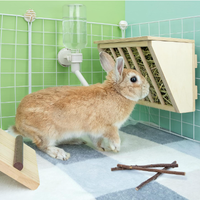 Fabricant de mangeoires à foin en bois pour lapins en gros pour réduire les déchets, mangeoires à foin en libre-service pour petits animaux
