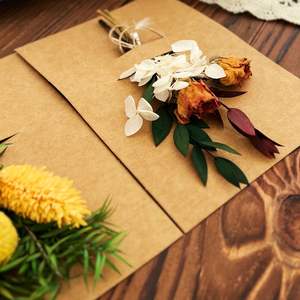 Nouvelle carte de vœux créative vintage en papier kraft avec fleurs séchées, souvenir, anniversaire, Saint-Valentin, bénédiction - Product Image 3