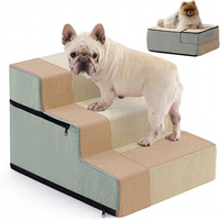 Escalier portable 3 marches extra large pour chiens et chats, 35,5 cm de hauteur, en mousse à mémoire de forme durable, antidérapant, avec housse en polyester imperméable amovible et lavable