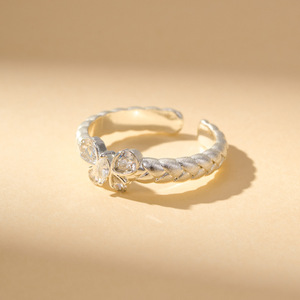Butterfly Open <b>Ring</b> Brushed Silver Adjustable Index <b>Finger</b> <b>Ring</b> Prong Setting Jewelry Gift - Product Image 4