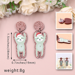 Pendientes colgantes de árbol de Navidad bebé hace frío fuera Santa pan de jengibre perezoso joyería acrílica para mujeres enteras - Product Image 4