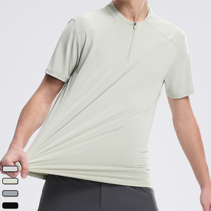 Người Đàn Ông Của Mùa Hè <span class=keywords><strong>T</strong></span>ập Thể Dục <span class=keywords><strong>T</strong></span>-Shirt Nhanh Khô Giản Dị Đứng Cổ Áo Nửa <span class=keywords><strong>Zip</strong></span> Mô Hình Rắn 180 Gram Trọng Lượng Cho Chạy Đào <span class=keywords><strong>T</strong></span>ạo Thể Thao - Product Image 3