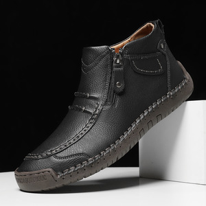 Botas de Desierto de Piel de Vacuno de Primera Capa, de Alta Calidad, Brillantes, Casuales de Negocios para Otoño, con Punta Cuadrada, Suela Gruesa, Impermeables y Antideslizantes para Hombre - Product Image 1