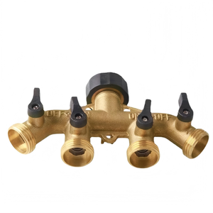 Distributeur de tuyau d'arrosage robuste en laiton à 4 voies, connecteur de tuyau 3/4'', adaptateur de robinet avec 4 vannes, inverseur de vanne en laiton - Product Image 3