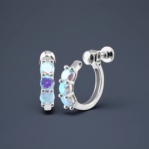 Clip-On <b>Earrings</b> Screw Type Three Stone Claw Setting Unisex Everyday Wear - Product Image 3