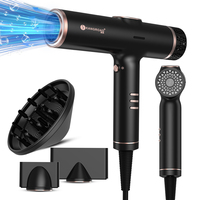 Sèche-cheveux professionnel avec logo personnalisé, écran LCD, léger, moteur sans balais haute vitesse, ions négatifs, sèche-cheveux portables