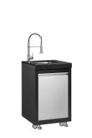 Cuisine extérieure haut de gamme avec barbecue à gaz, plan de travail en marbre et structure en acier inoxydable pour jardin