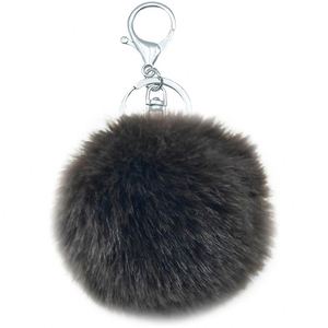 Llavero de Piel Sintética de Conejo Rex, Llavero de Pompón de 6/8/10cm, Llaveros de Bola de Pelo Artificial, Colgante Esponjoso para Bolso, Adorno para Coche o Bolso - Product Image 1