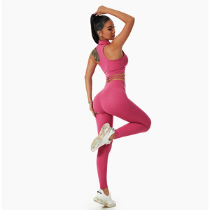 ชุดออกกำลังกายโยคะออกกำลังกาย2ชิ้นสำหรับผู้หญิงขนาดใหญ่พิเศษใหม่เลกกิ้งสปอร์ตบราผูกเชือกน้ำหนักเบาระบายอากาศได้ดี - Product Image 5