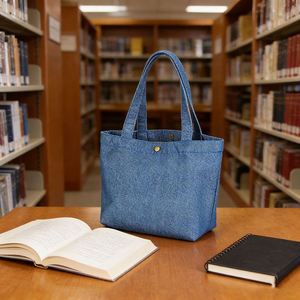 Custom Denim Tote Blank Shoulder <b>Bag</b> With Logo Printing for Advertising - Product Image 4