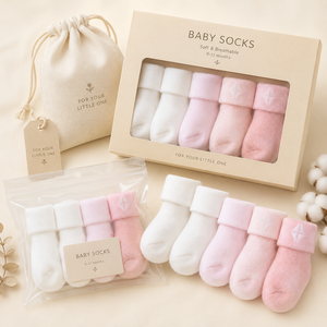 Chaussettes bébé côtelées à logo personnalisé, couleur unie, en coton pour nouveau-né, prix de gros du Vietnam - Product Image 3