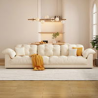 Cream Style White Cloud Stoff Sofa Set Wohnzimmer Kleine Wohnung Gerade Reihe Modern Einfach Multi-Size-Kombination Atmungsaktiv