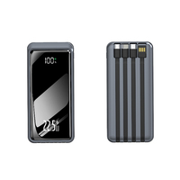 Batería de polímero de litio PD22.5W, 10000mAh, carga rápida, banco de energía portátil inalámbrico, corriente 3C, 4 cables, cargador tipo C, envío gratis