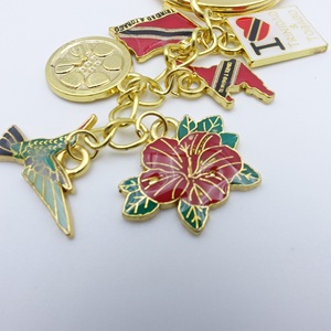 Personalizado Trinidad y Tobago lindo metal aleación flor modelo chapado en oro llavero viaje recuerdo coche colgante llavero - Product Image 4