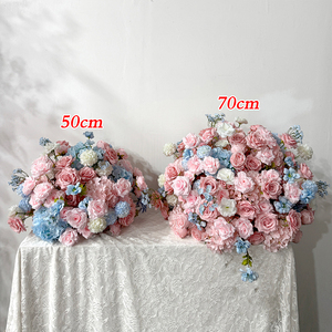 Soft Blush Pink Light Blue Wedding Table Centerpiece <b>Artificial</b> Floral Arrangement for Wedding Reception Banquet Table Dec - Product Image 4
