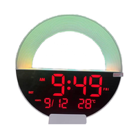 Réveil numérique électronique moderne de bureau/table avec fonction snooze, calendrier DST, affichage de la température, 12 lumières colorées, veilleuse