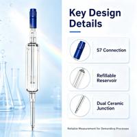 Sensor pH WFI PH2000 120mm 0-14 pH 0-140C Perangkap Ion Perak Proses Kimia Cairan Isi Ulang KCl Elektrolit Kinerja Tinggi