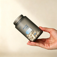 Bouteille en verre ambré givré noir hermétique de 300 ml et 500 ml avec couvercle à vis pour pilules et capsules de qualité pharmaceutique