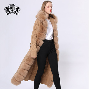 Cappotto di <span class=keywords><strong>Pelliccia</strong></span> con Cappuccio dal Design Elegante, Morbido Cappotto in Vera <span class=keywords><strong>Pelliccia</strong></span> di Volpe, Maglione Lungo in Lana Lavorata a Maglia, <span class=keywords><strong>Cardigan</strong></span> in <span class=keywords><strong>Pelliccia</strong></span> per Donna - Product Image 3
