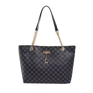 Bolso de Mano Impermeable de PU para Mujer, Diseño de Diseñador, Gran Capacidad, Estampado Retro, Cierre de Cremallera, Cadena Individual, Portátil, para Llevar al Hombro - Product Image 5